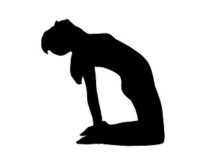 Image showing Silhouette of woman doing yoga