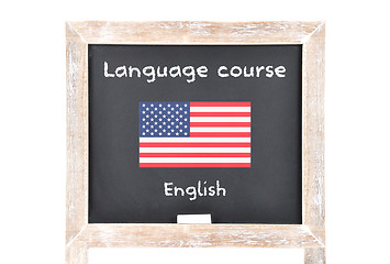 Image showing Language course with flag on board