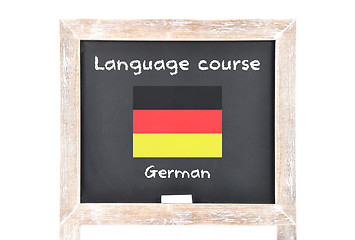 Image showing Language course with flag on board