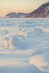 Image showing landscape. weather, snowdrifts in the foreground