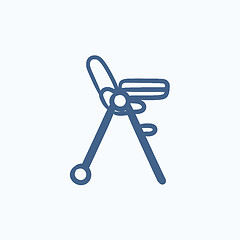 Image showing Baby chair for feeding sketch icon.