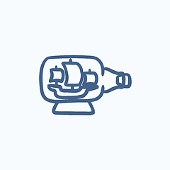 Image showing Ship inside bottle sketch icon.