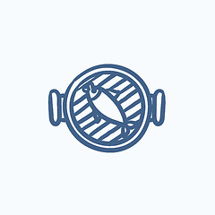Image showing Fish on grill sketch icon.