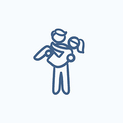 Image showing Man carrying his girlfriend sketch icon.