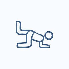 Image showing Man exercising buttocks sketch icon.