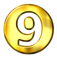 Image showing 3D Golden Framed Number 9