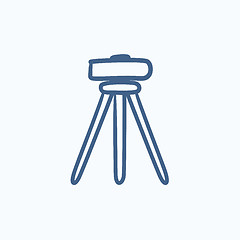 Image showing Theodolite on tripod sketch icon.