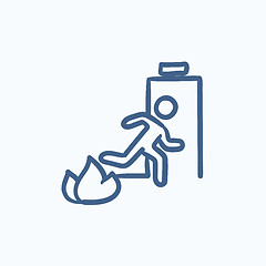 Image showing Emergency fire exit door sketch icon.