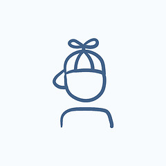 Image showing Boy in cap with propeller sketch icon.