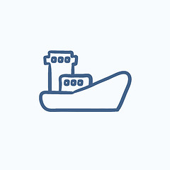 Image showing Cargo container ship sketch icon.