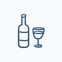 Image showing Bottle of wine sketch icon.