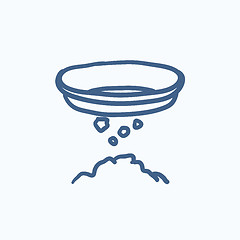 Image showing Bowl for sifting gold sketch icon.