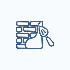 Image showing Spatula with brickwall sketch icon.
