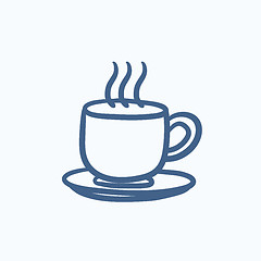 Image showing Cup of hot drink sketch icon.