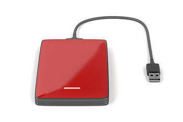 Image showing Red external hard drive