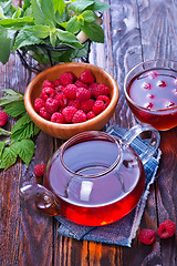 Image showing raspberry and tea