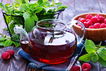 Image showing raspberry and tea