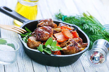 Image showing fried meat with vegetables