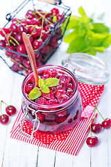 Image showing cherry jam and berries