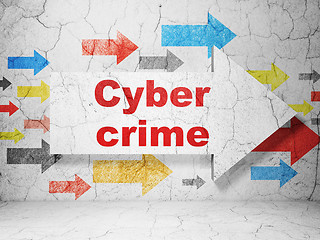 Image showing Protection concept: arrow with Cyber Crime on grunge wall background