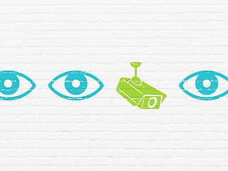 Image showing Security concept: cctv camera icon on wall background