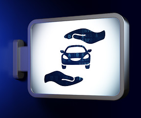 Image showing Insurance concept: Car And Palm on billboard background