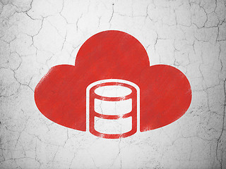 Image showing Programming concept: Database With Cloud on wall background