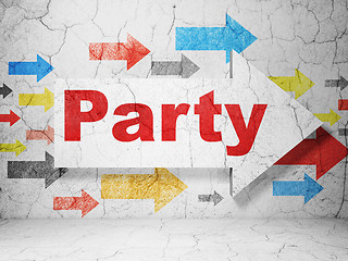 Image showing Entertainment, concept: arrow with Party on grunge wall background