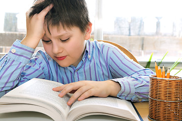 Image showing School boy studying