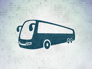 Image showing Travel concept: Bus on Digital Data Paper background