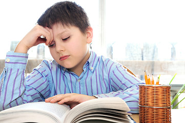 Image showing School boy studying