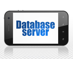 Image showing Programming concept: Smartphone with Database Server on display