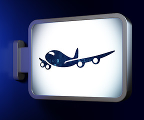 Image showing Travel concept: Airplane on billboard background