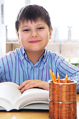 Image showing School boy studying