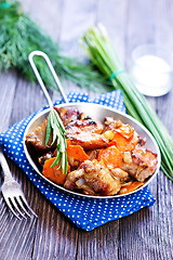 Image showing fried meat with vegetables