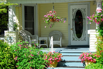 Image showing House porch with flowers