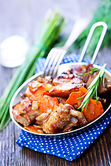 Image showing fried meat with vegetables