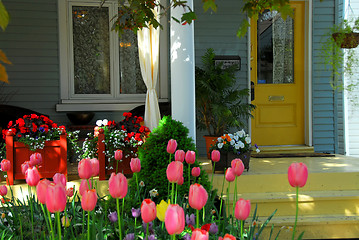 Image showing House porch with flowers