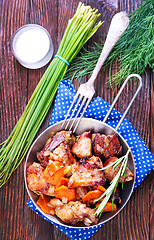 Image showing fried meat with vegetables