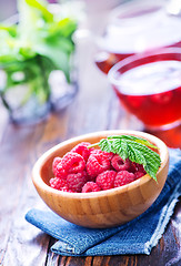 Image showing raspberry and tea