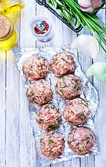 Image showing raw meat balls