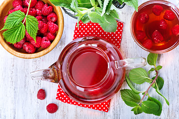 Image showing raspberry and tea