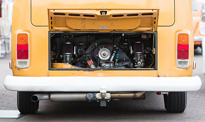 Image showing Vintage rv camper-van engine close-up