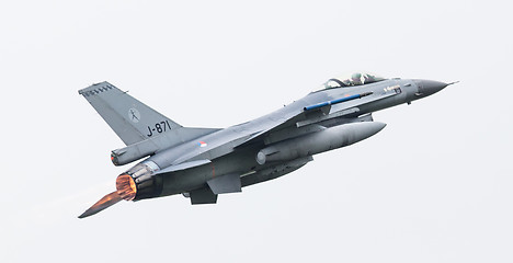 Image showing LEEUWARDEN, THE NETHERLANDS - JUN 11, 2016: Dutch F-16 fighter j