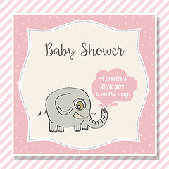 Image showing baby girl shower card with little elephant