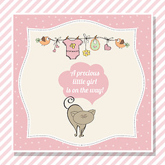 Image showing baby girl shower card with little cat