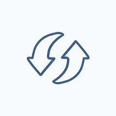 Image showing Two circular arrows sketch icon.