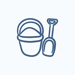 Image showing Bucket and spade for children sketch icon.