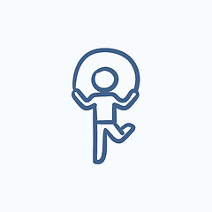 Image showing Child jumping rope sketch icon.