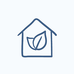 Image showing Eco-friendly house sketch icon.